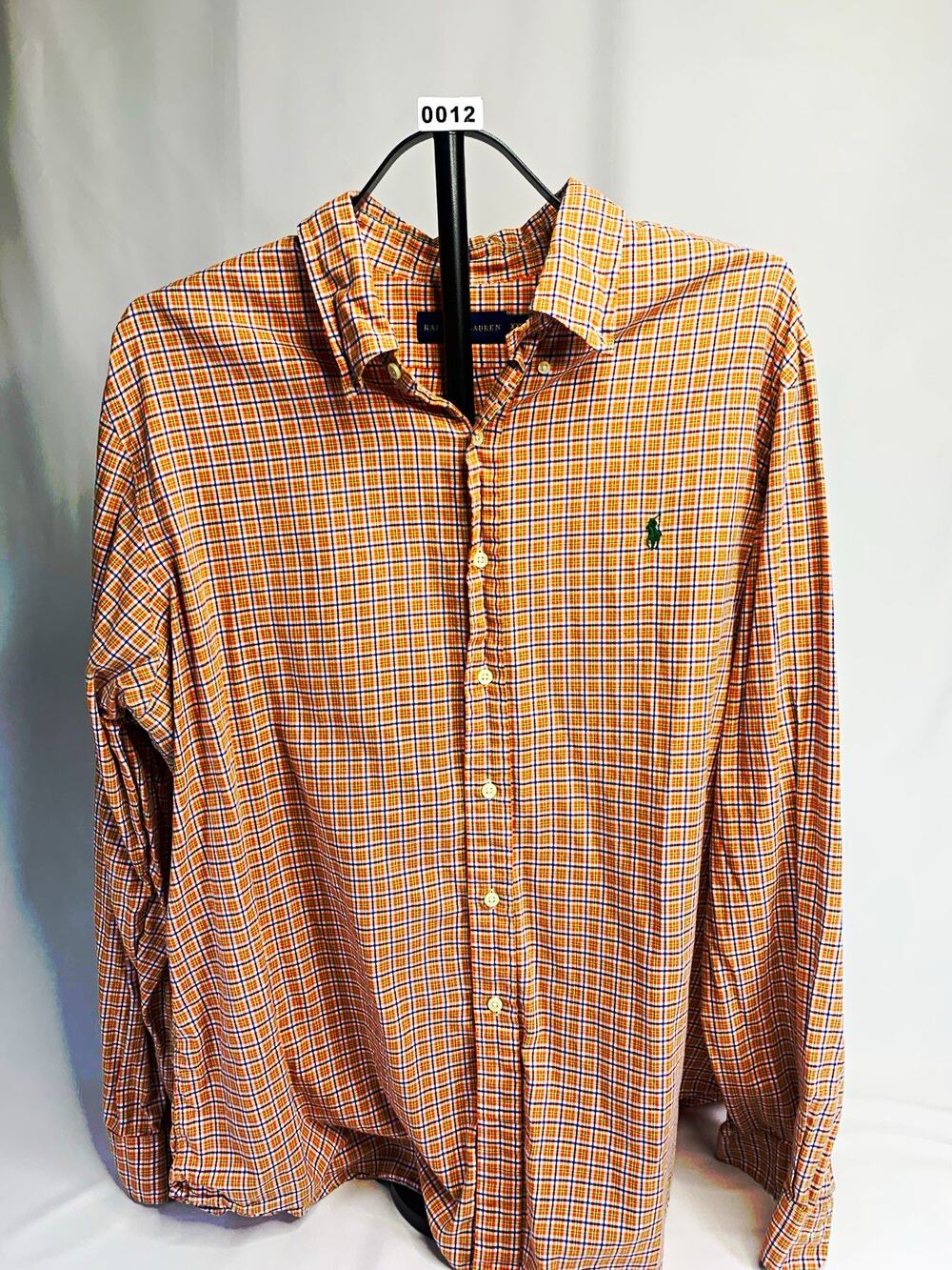 Ralph Lauren Men's 2XL Plaid Woven Cotton Long Sleeve Button-Up Shirt Orange